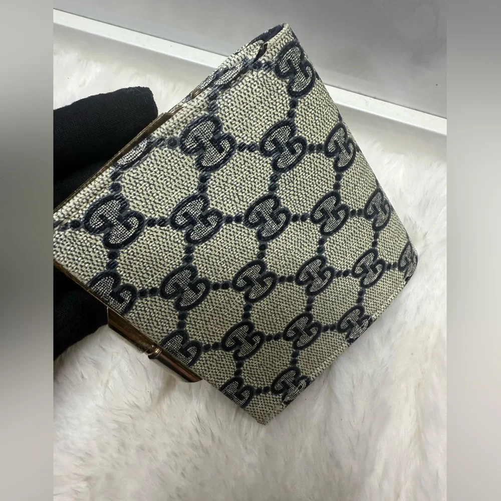 Navy GG Canvas Monogram Wallet with Navy and Red Web Stripe - Picture 9 of 9